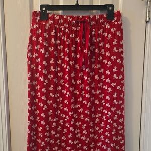 ST. JOHN'S BAY WOMEN'S RED & WHITE FLORAL ELASTIC WAISTBAND PULL-ON SKIRT 1X